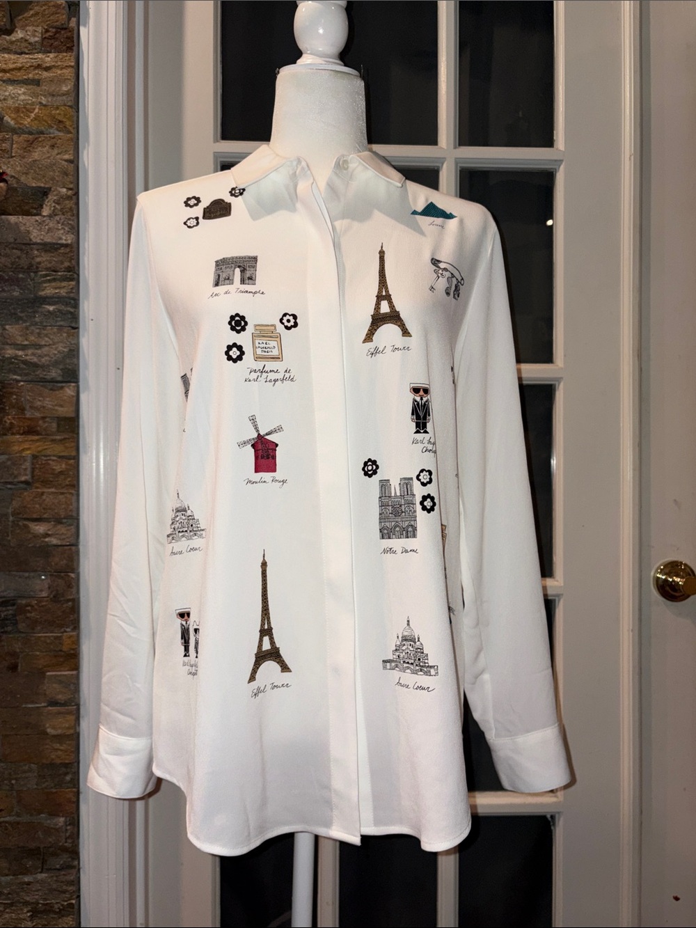 Karl Lagerfeld Paris Motif Logo Fashion Blouse NWOT